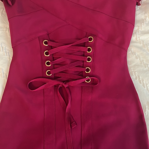 Plum/maroon body con bandage corset dress - Picture 2 of 4